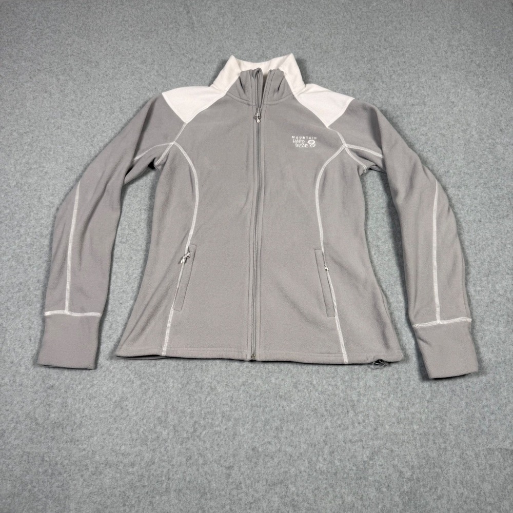 Mountain Hardwear Womens Grey White Fleece Full Zip Jacket Size Medium Gorpcore